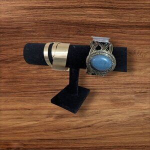 Vintage Boho Cuff Bracelet Set Gold & Turquoise Stone Design Statement Jewelry‎